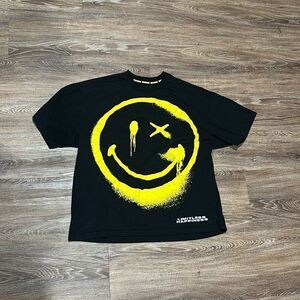 Smiley world black Loose fit L tshirt logo limitless happiness